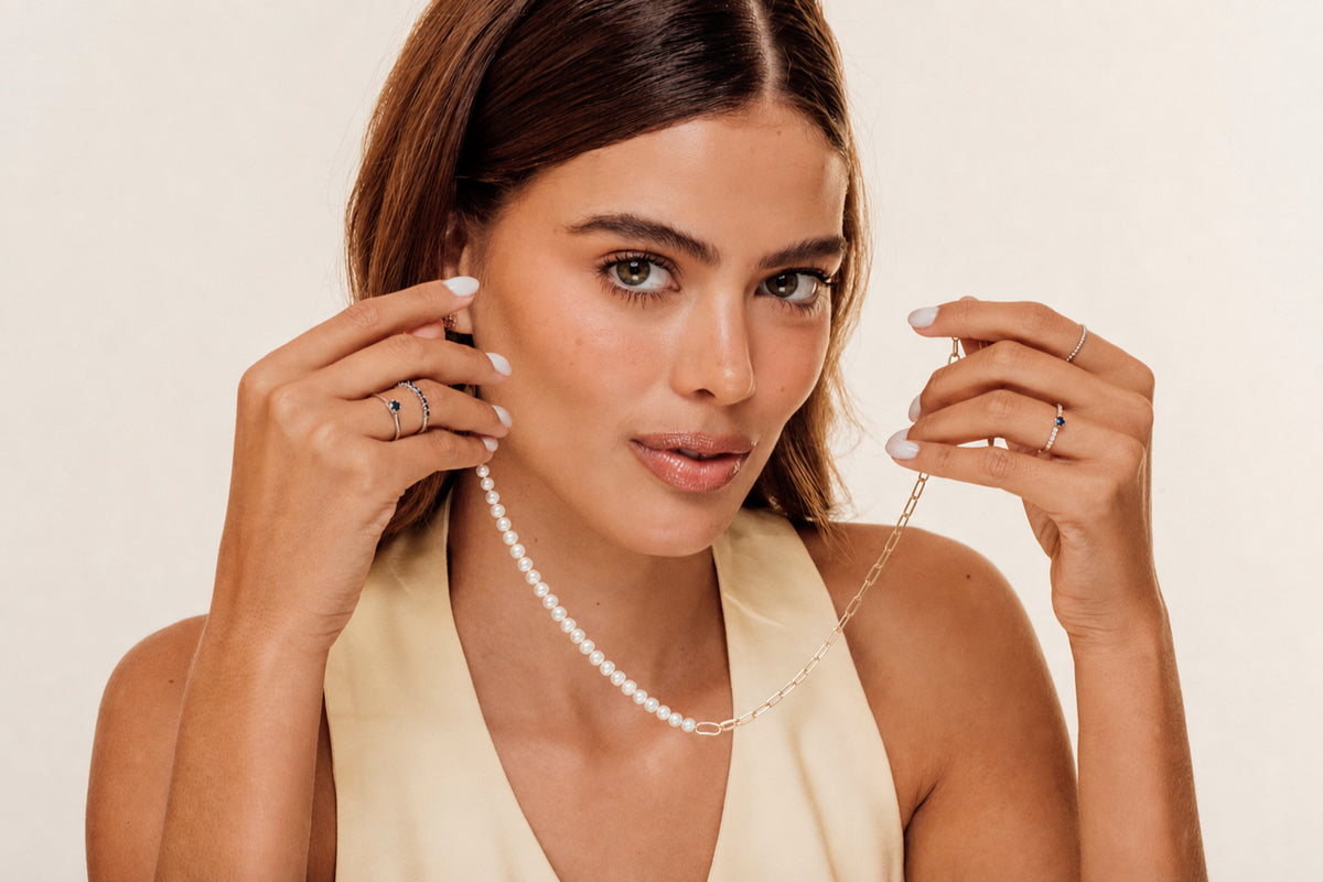 Cadena Perlas Paperclip - Antulia